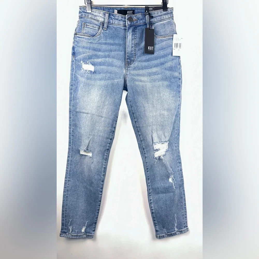 Kut from the Kloth Size 0 Reese Fab Ab Ankle Straight Leg High Rise Blue - Picture 1 of 9